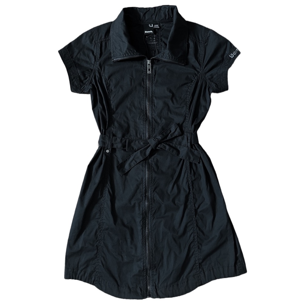 Front Zip Collared Dress with Belt Tie y2k
